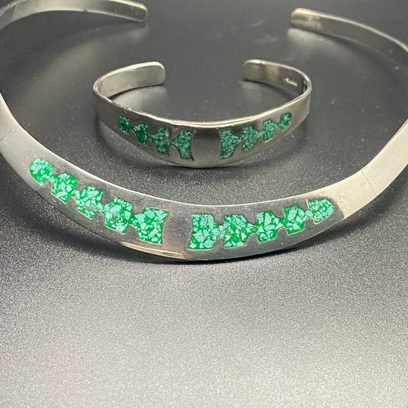 Rare Vintage Mexican Sterling Silver TAXCO Collar Necklace and Cuff Matching Set - Picture 5 of 15